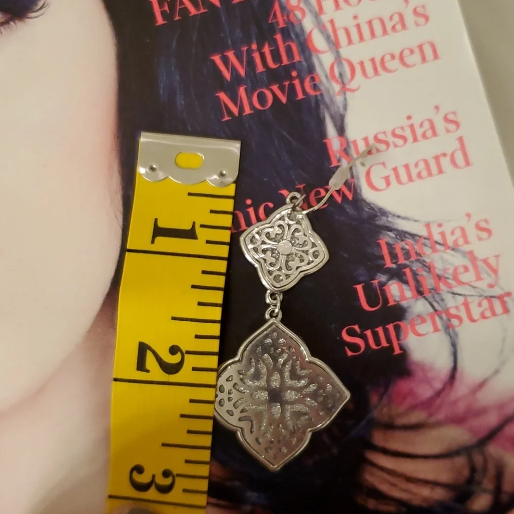 Silver tone beautiful earrings pierced ears NEW